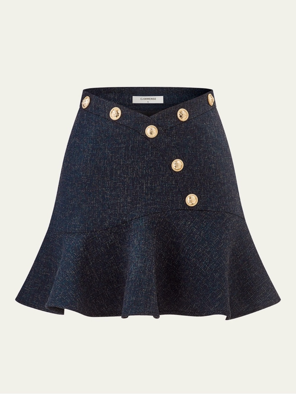 Commense Navy Metal Detail Ruffled Hem Mini Skirt - Picture 1 of 5